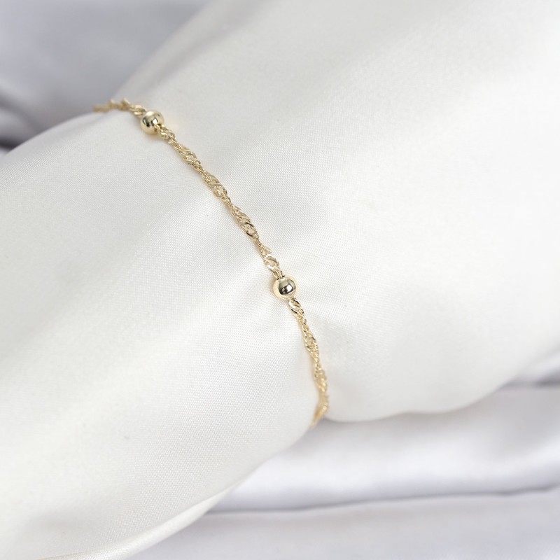 CM 14K Gold Renk Burgu Topçuk Model Kadın Bileklik