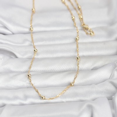 CM 14K Gold Renk Burgu ve Top Zincirli Model 60 cm Kadın Kolye