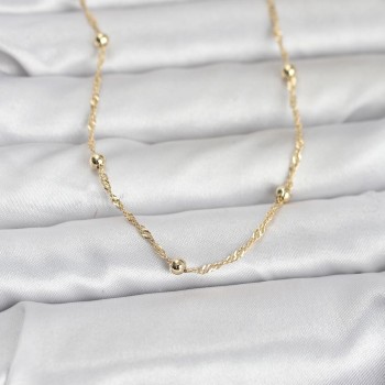 CM 14K Gold Renk Burgu ve Top Zincirli Model 60 cm Kadın Kolye