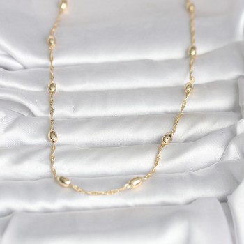 CM 14K Gold Renk Burgu Zincirli Damla Topçuk Model 45 cm Kadın Kolye