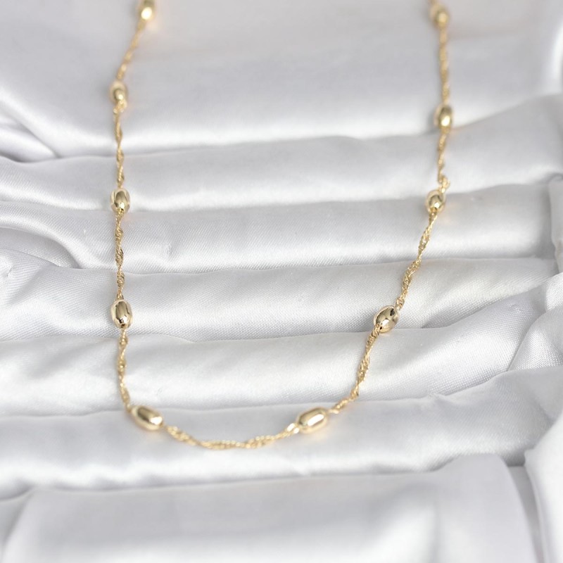 CM 14K Gold Renk Burgu Zincirli Damla Topçuk Model 45 cm Kadın Kolye