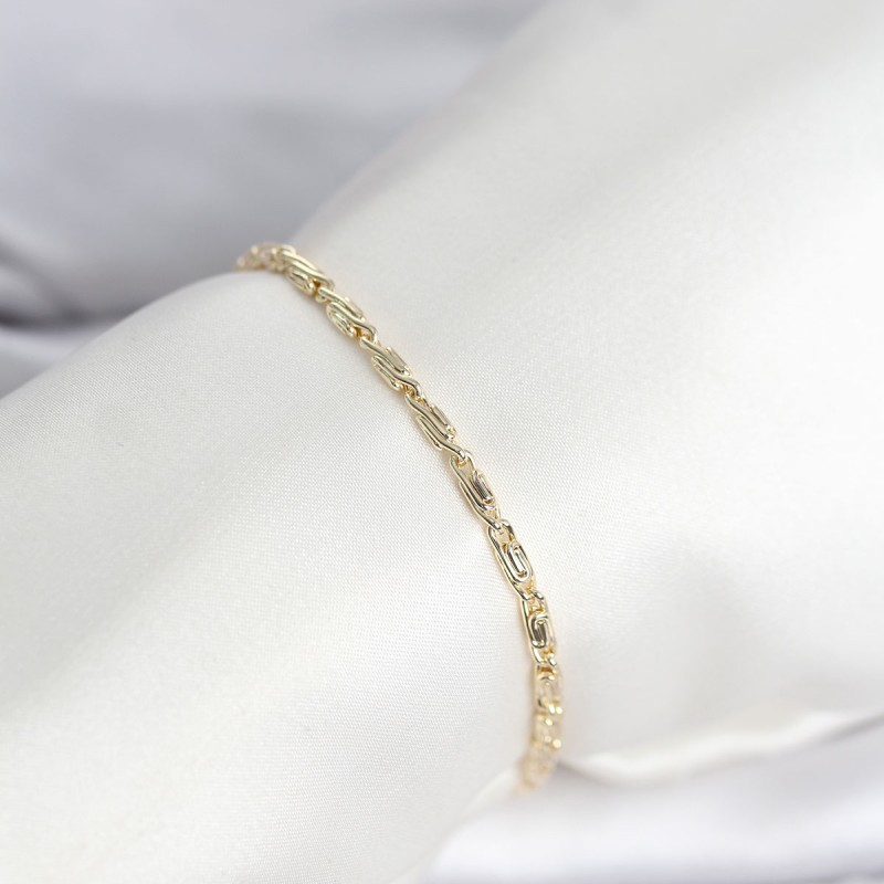 CM 14K Gold Renk Burgu Zincirli Model Kadın Bileklik