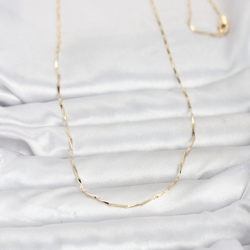 CM 14K Gold Renk Çubuk Kesme Zincir Model 60 cm Kadın Kolye