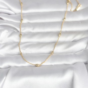 CM 14K Gold Renk Damla Topçuk Model Zincirli 60 cm Kadın Kolye