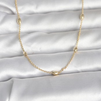 CM 14K Gold Renk Damla Topçuk Model Zincirli 60 cm Kadın Kolye