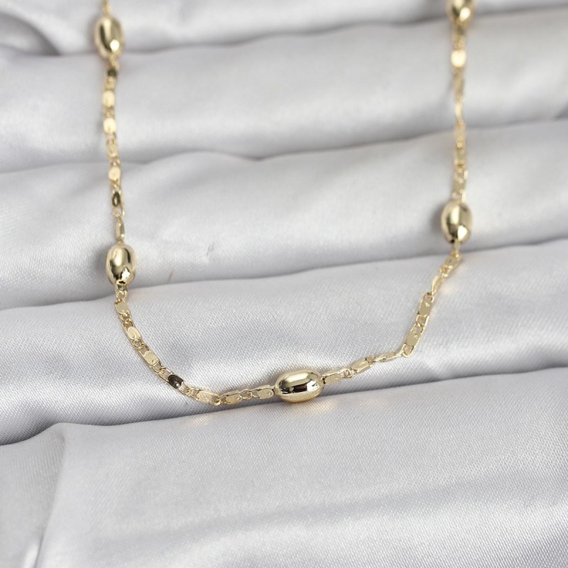 CM 14K Gold Renk Damla Topçuklu Zincir Model 60 cm Kadın Kolye