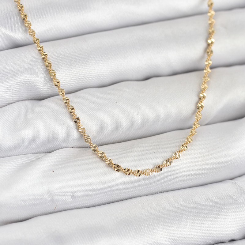 CM 14K Gold Renk Ezme Burgu Zincir Model 60 cm Kadın Kolye