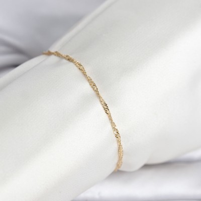 CM 14K Gold Renk Ezme Burgu Zincir Model Kadın Bileklik