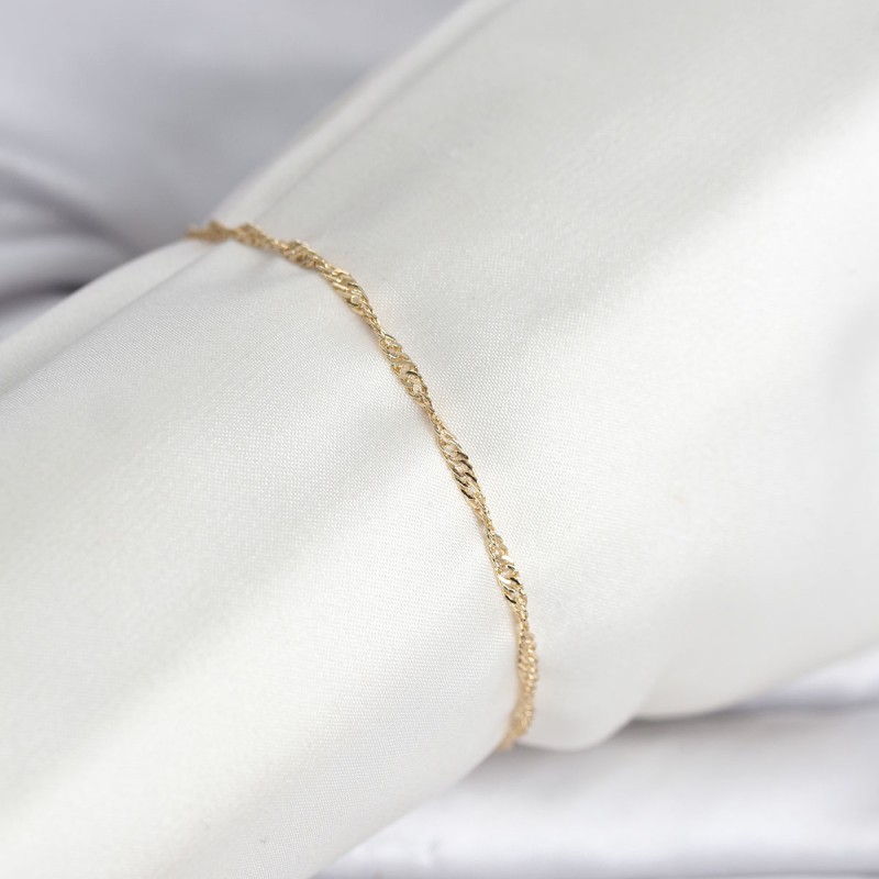 CM 14K Gold Renk Ezme Burgu Zincir Model Kadın Bileklik