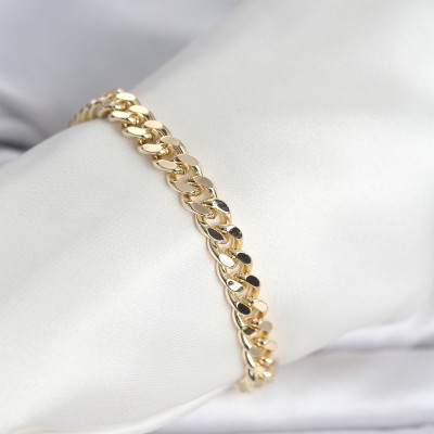 CM 14K Gold Renk Ezme Kalın Zincir Model Kadın Bileklik