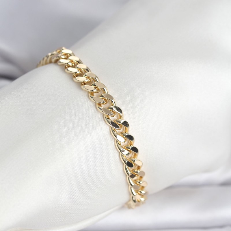 CM 14K Gold Renk Ezme Kalın Zincir Model Kadın Bileklik