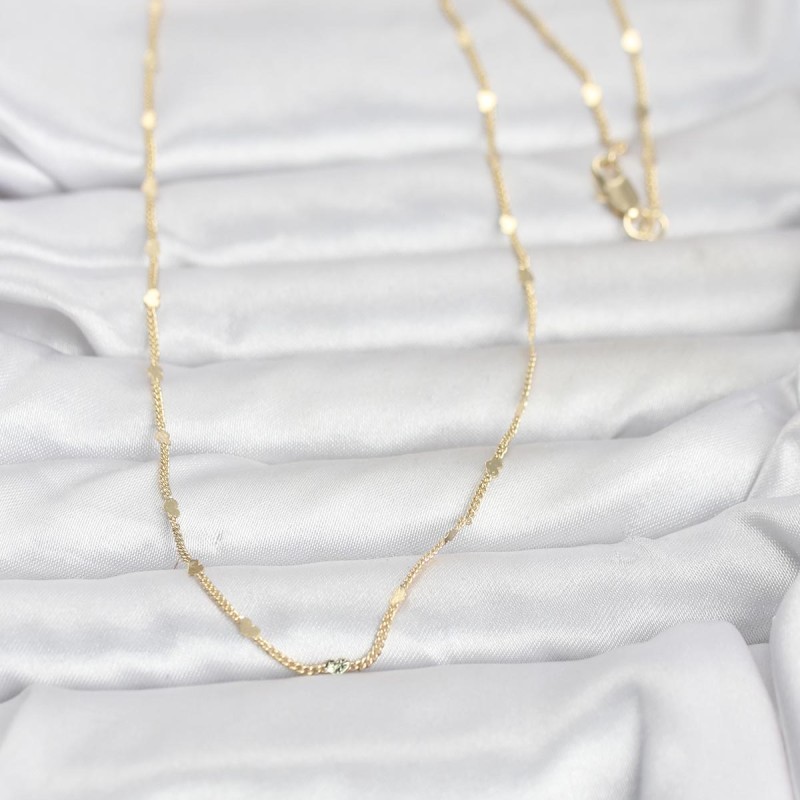 CM 14K Gold Renk Ezme Kalp Detaylı 60 cm Zincir Kadın Kolye