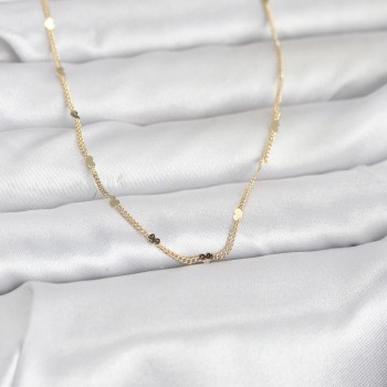 CM 14K Gold Renk Ezme Kalp Detaylı 60 cm Zincir Kadın Kolye