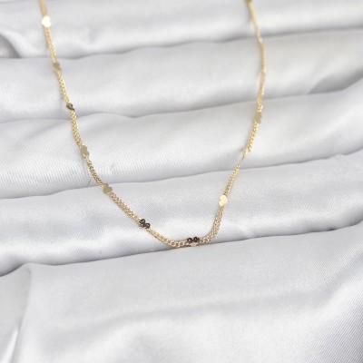 CM 14K Gold Renk Ezme Kalp Detaylı 60 cm Zincir Kadın Kolye