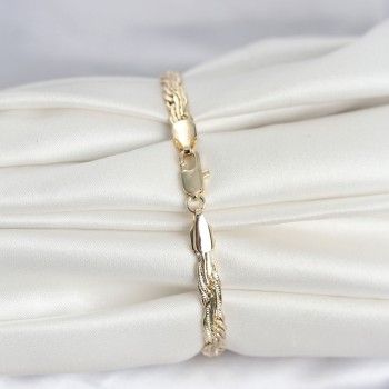 CM 14K Gold Renk Ezme Sarmal Zincir Model Kadın Bileklik