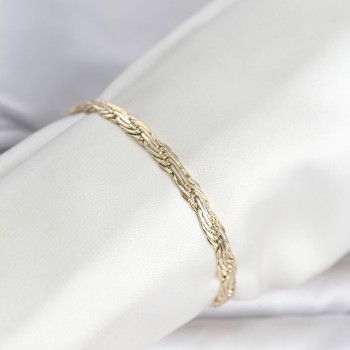 CM 14K Gold Renk Ezme Sarmal Zincir Model Kadın Bileklik