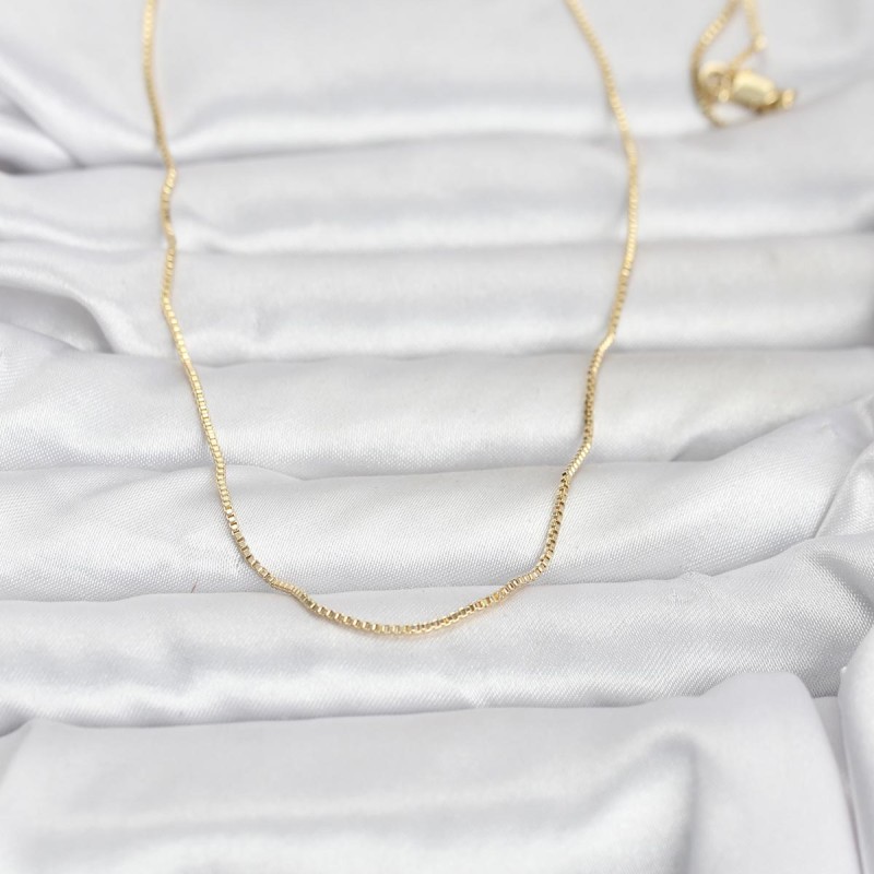 CM 14K Gold Renk İnce Kare Zincirli Model 60 cm Kadın Kolye