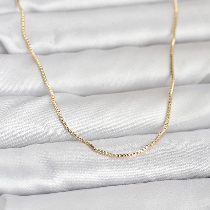 CM 14K Gold Renk İnce Kare Zincirli Model 60 cm Kadın Kolye