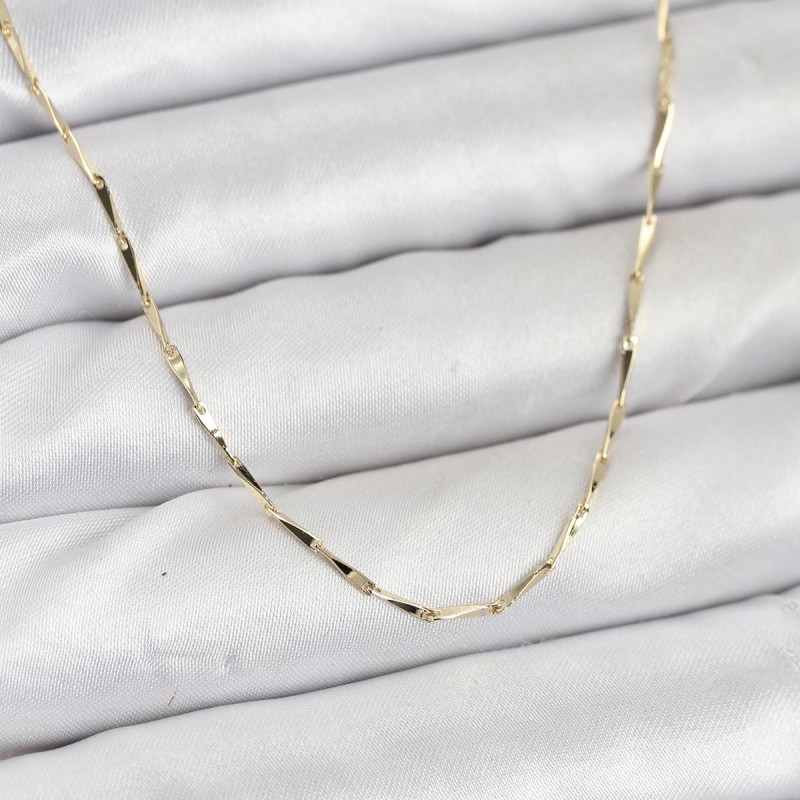CM 14K Gold Renk İnce Kesim Çubuk Model Zincir Kadın Kolye