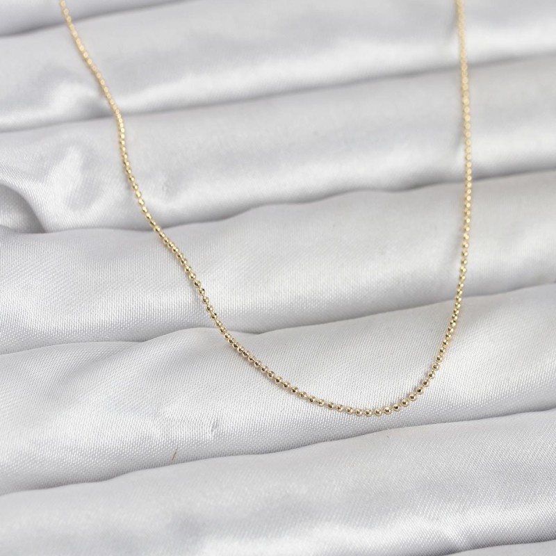 CM 14K Gold Renk İnce Top Zincirli 60 cm Kadın Kolye