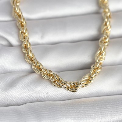 CM 14K Gold Renk Kalın Burgu Zincirli Model 60 cm Kadın Kolye