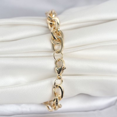 CM 14K Gold Renk Kalın Burgu Zincirli Model Kadın Bileklik