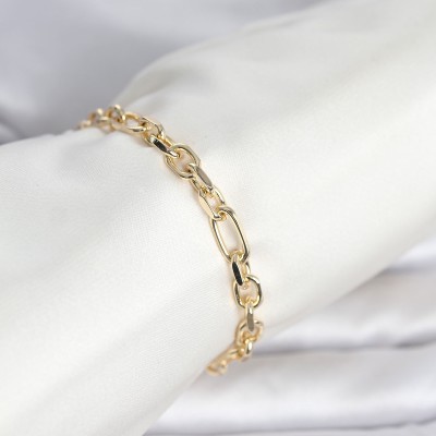 CM 14K Gold Renk Kalın Zincir Model Kadın Bileklik