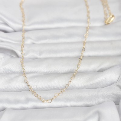 CM 14K Gold Renk Kalp Zincirli 60 cm Kadın Kolye