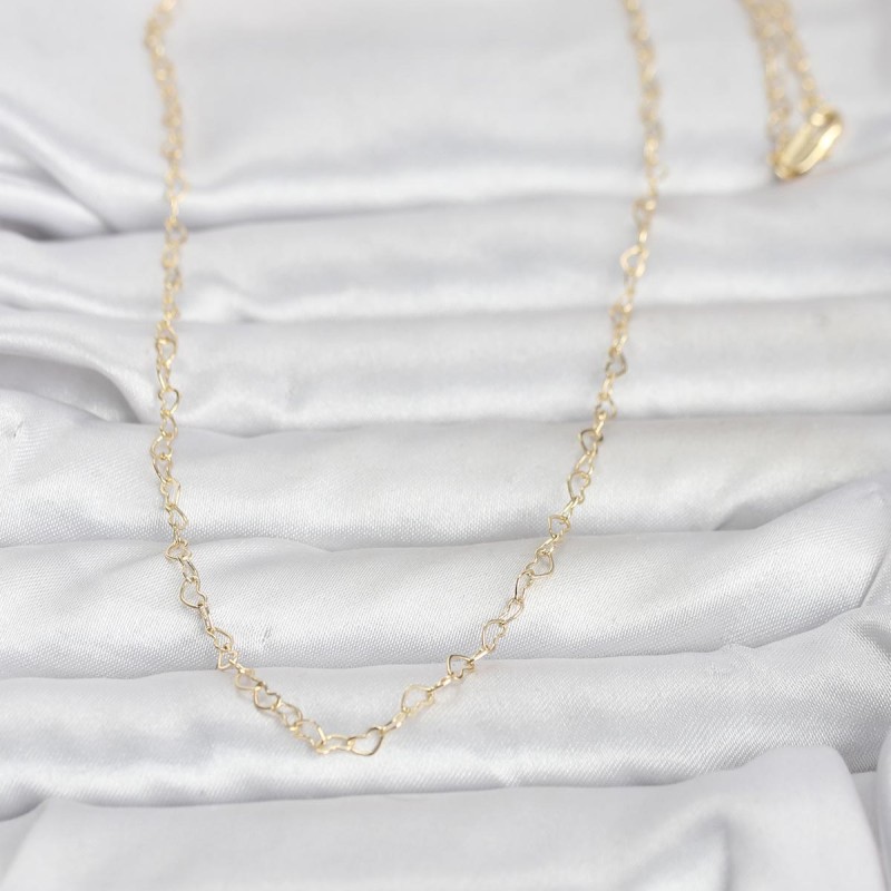 CM 14K Gold Renk Kalp Zincirli 60 cm Kadın Kolye