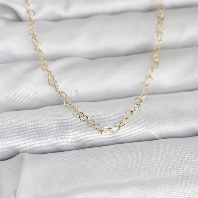 CM 14K Gold Renk Kalp Zincirli 60 cm Kadın Kolye