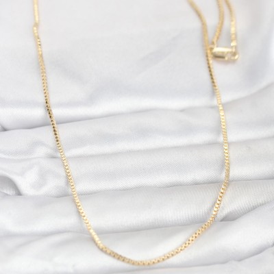 CM 14K Gold Renk Kare Zincirli Model 60 cm Kadın Kolye