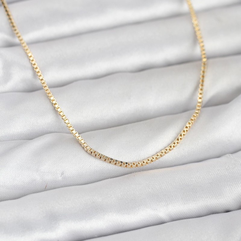 CM 14K Gold Renk Kare Zincirli Model 60 cm Kadın Kolye