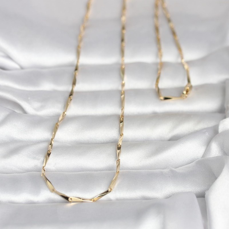 CM 14K Gold Renk Kesme Çubuk Zincirli Model 60 cm Kadın Kolye