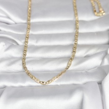 CM 14K Gold Renk Lazer Kesim Zincirli Model 60 cm Kadın Kolye