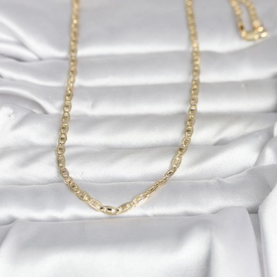 CM 14K Gold Renk Lazer Kesim Zincirli Model 60 cm Kadın Kolye