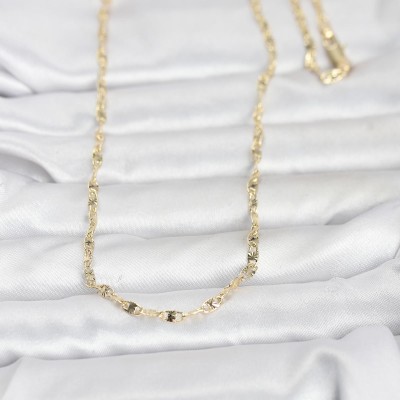 CM 14K Gold Renk Lazerli Gemici Zincir Model 60 cm Kadın Kolye