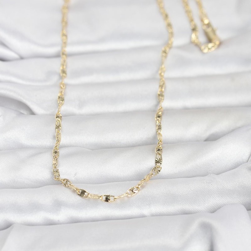 CM 14K Gold Renk Lazerli Gemici Zincir Model 60 cm Kadın Kolye