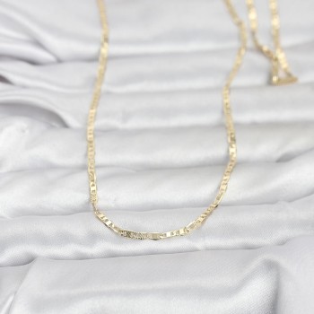 CM 14K Gold Renk Lazerli Yassı Model Zincirli 60 cm Kadın Kolye