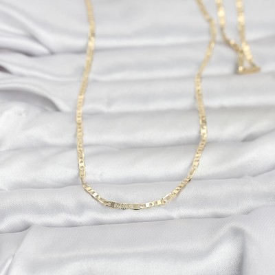 CM 14K Gold Renk Lazerli Yassı Model Zincirli 60 cm Kadın Kolye