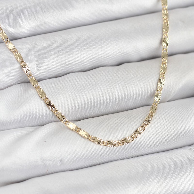 CM 14K Gold Renk Lazerli Zincir Model Kadın Kolye