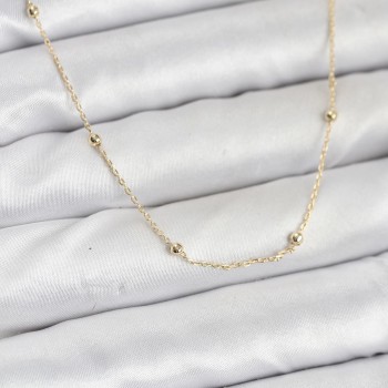 CM 14K Gold Renk Minik Top Zincirli Kadın Kolye