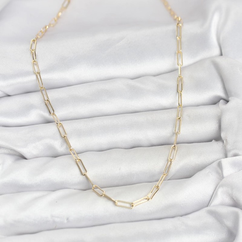 CM 14K Gold Renk Pirinç Ataç Zincir Kadın Kolye