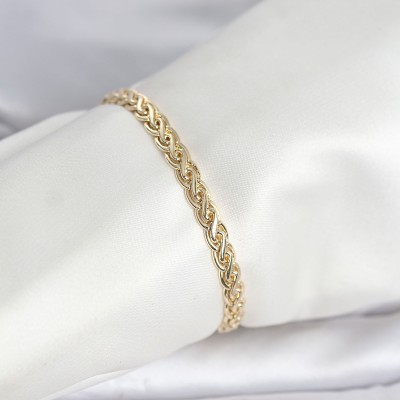 CM 14K Gold Renk Sarmal Zincir Model Kadın Bileklik