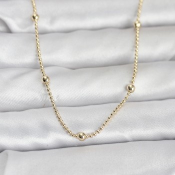 CM 14K Gold Renk Top Zincir 60 cm Kadın Kolye