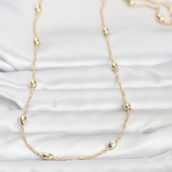 CM 14K Gold Renk Topçuklu Burgu Zincir Model 60 cm Kadın Kolye