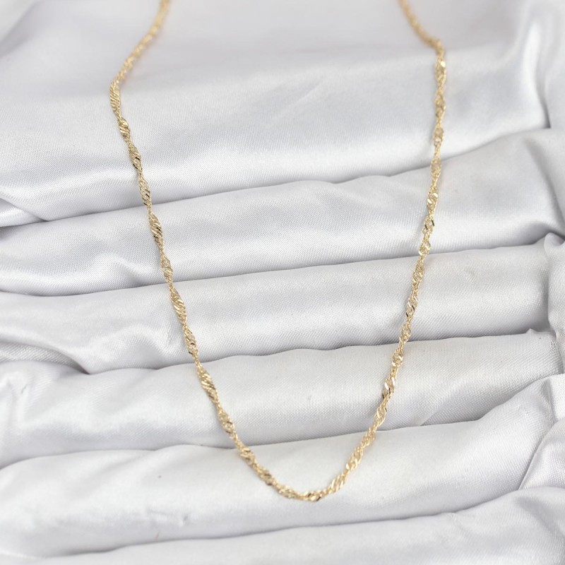 CM 14K Gold Renk Yassı Burgulu Model Kadın Kolye