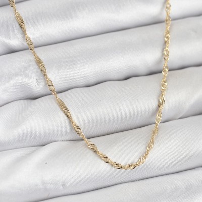 CM 14K Gold Renk Yassı Burgulu Model Kadın Kolye