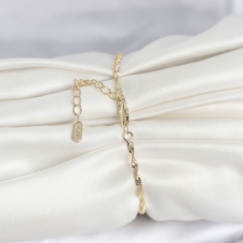 CM 14K Gold Renk Yassı Ezme Burgu Model Kadın Bileklik