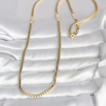 CM 14K Gold Renk Yassı Ezme Zincir Model 60 cm Kadın Kolye