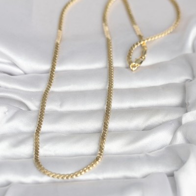 CM 14K Gold Renk Yassı Ezme Zincir Model 60 cm Kadın Kolye